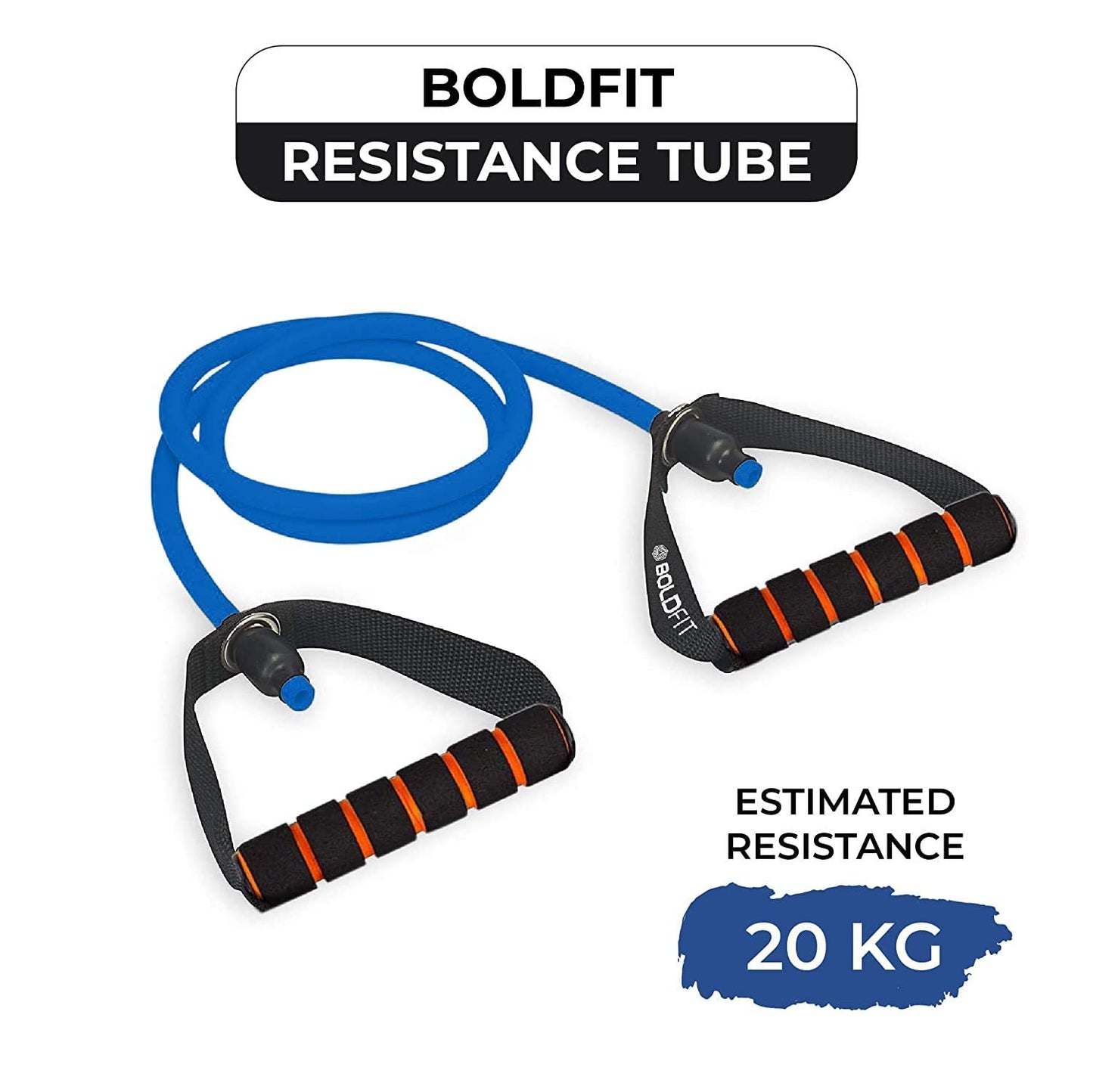 Boldfit Resistance Tube with Foam Handles, Door Anchor for Exercise & Stretching, Suitable in Home & Gym Workout for Men & Women-15kg-Black