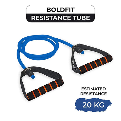 Boldfit Resistance Tube with Foam Handles, Door Anchor for Exercise & Stretching, Suitable in Home & Gym Workout for Men & Women-15kg-Black