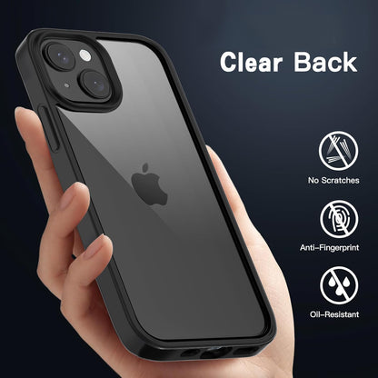 Back Cover for iPhone 13 Case (Scratch Proof | TPU + Tough Polycarbonate Back I 6 ft Drop Protection Tested I Black - Transparent I No Yellowing)