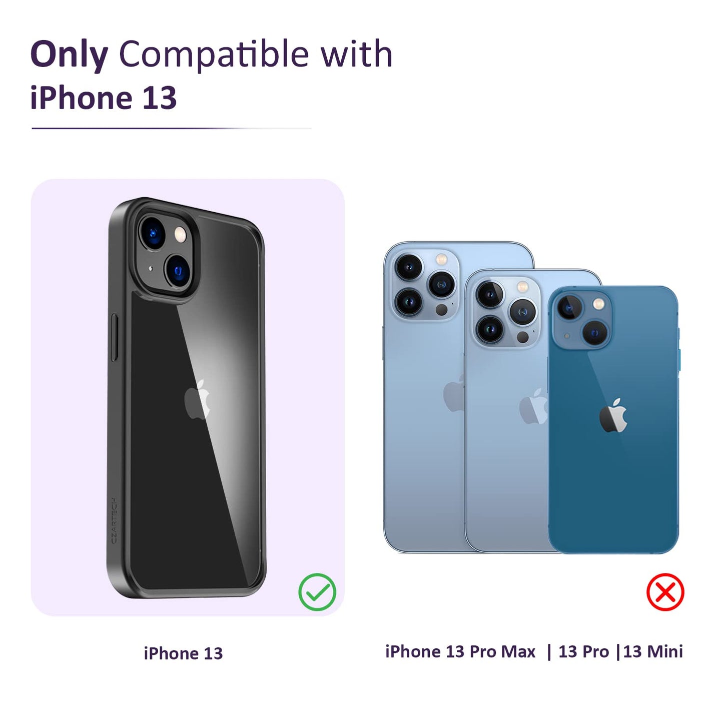 Back Cover for iPhone 13 Case (Scratch Proof | TPU + Tough Polycarbonate Back I 6 ft Drop Protection Tested I Black - Transparent I No Yellowing)