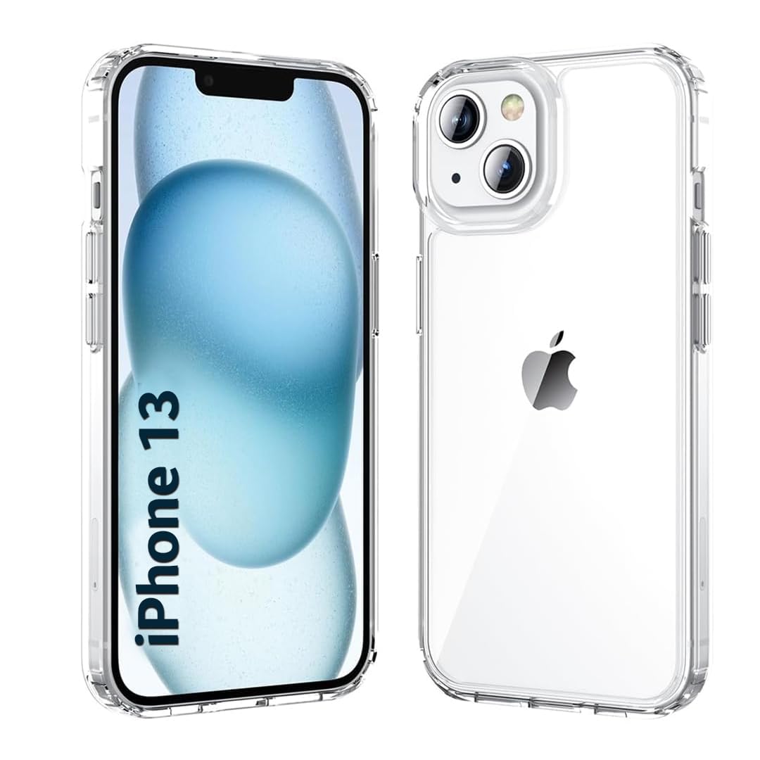 Back Cover for iPhone 13 Case (Scratch Proof | TPU + Tough Polycarbonate Back I 6 ft Drop Protection Tested I Black - Transparent I No Yellowing)