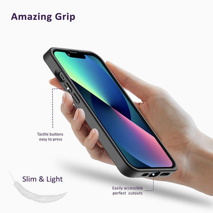 Back Cover for iPhone 13 Case (Scratch Proof | TPU + Tough Polycarbonate Back I 6 ft Drop Protection Tested I Black - Transparent I No Yellowing)