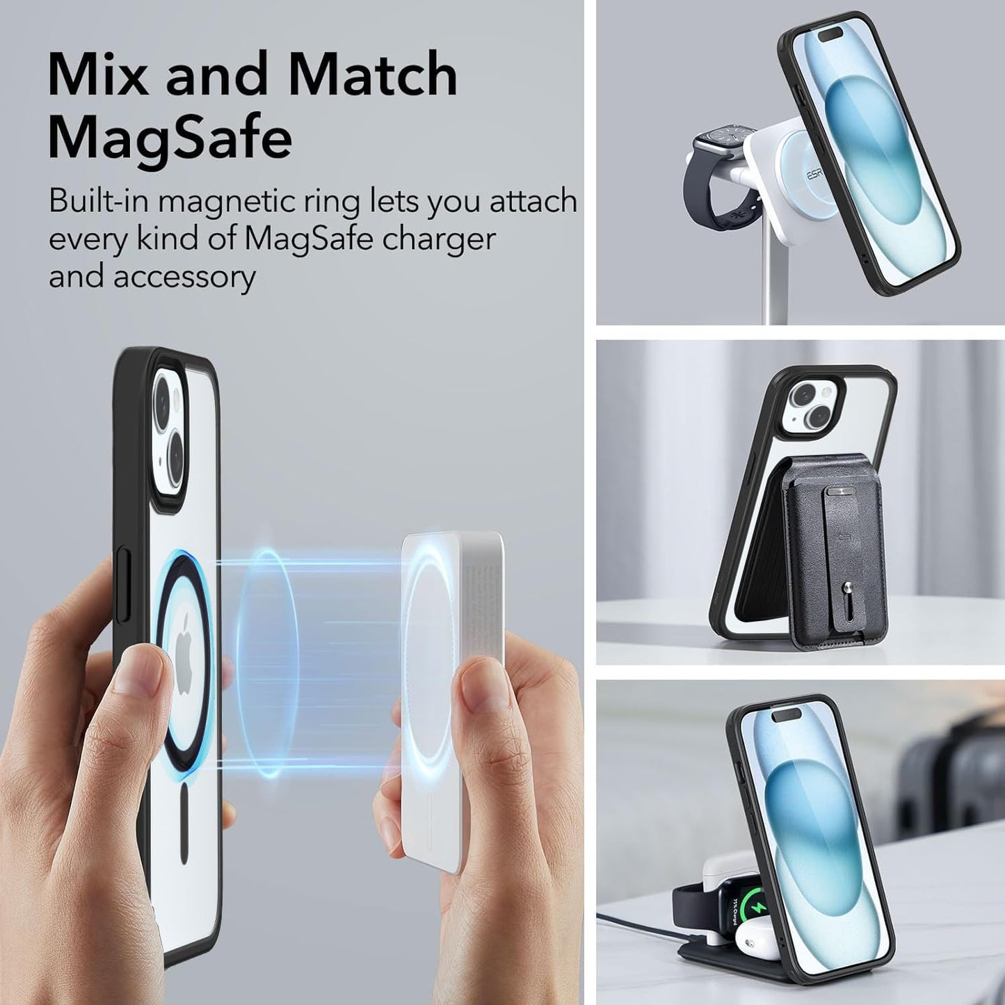 Back Cover for iPhone 13 Case (Scratch Proof | TPU + Tough Polycarbonate Back I 6 ft Drop Protection Tested I Black - Transparent I No Yellowing)