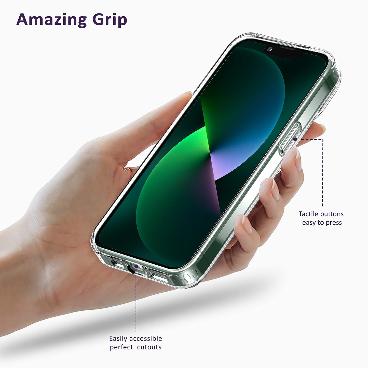 Back Cover for iPhone 13 Case (Scratch Proof | TPU + Tough Polycarbonate Back I 6 ft Drop Protection Tested I Black - Transparent I No Yellowing)