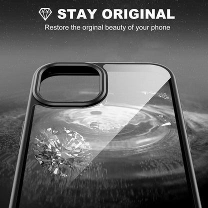 Back Cover for iPhone 13 Case (Scratch Proof | TPU + Tough Polycarbonate Back I 6 ft Drop Protection Tested I Black - Transparent I No Yellowing)