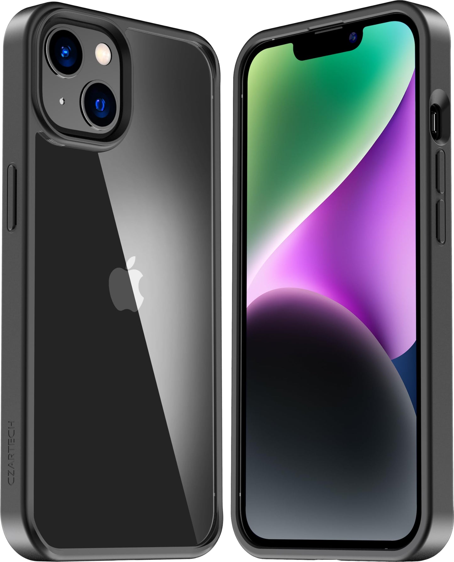 Back Cover for iPhone 13 Case (Scratch Proof | TPU + Tough Polycarbonate Back I 6 ft Drop Protection Tested I Black - Transparent I No Yellowing)