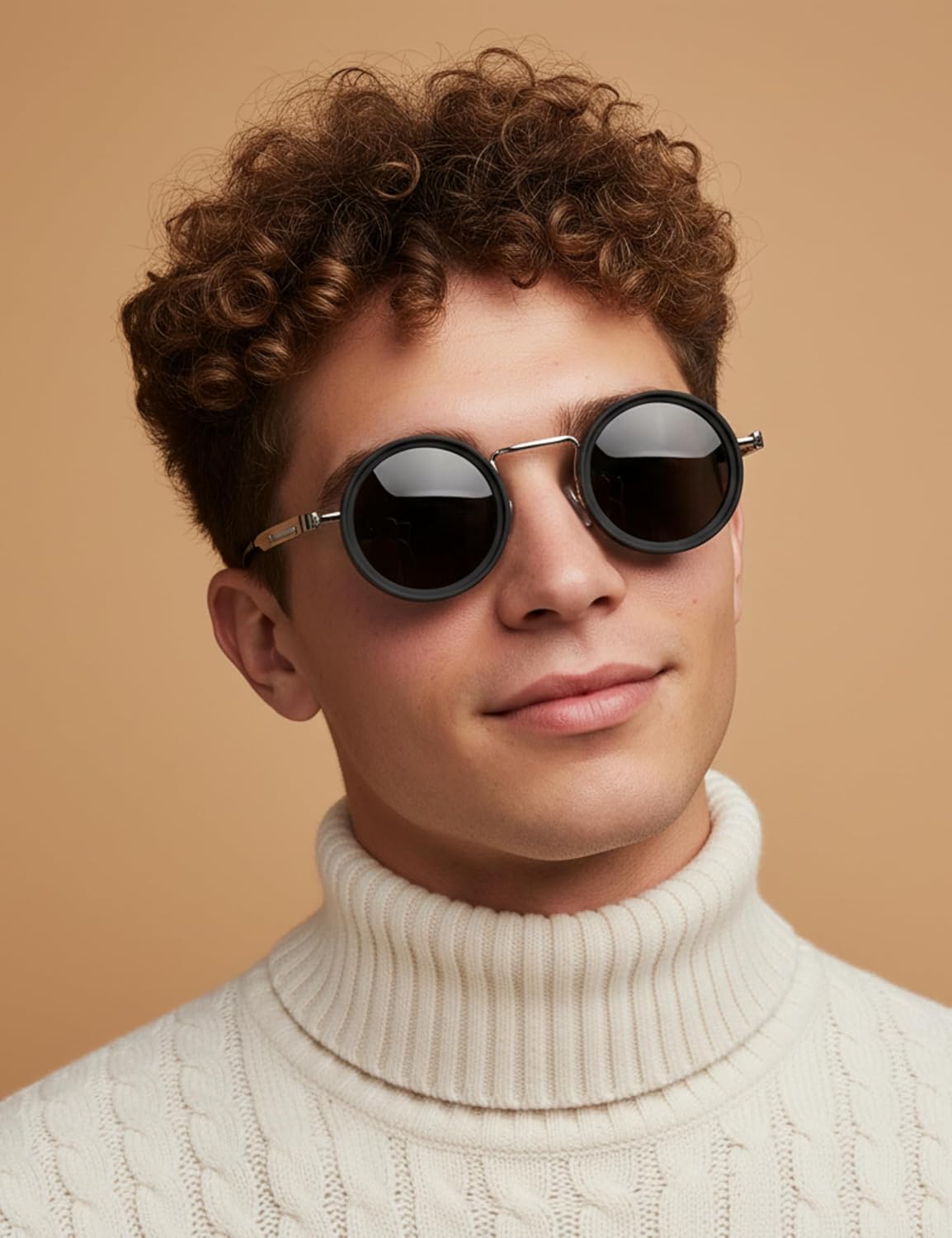 4Flaunt Spyn ND9 Adjustable Round Sunglasses with ND Filter – Stainless Steel Frame, Gojo Inspired Design, Polarized TAC Lenses & UV400 Protection - Silver Black