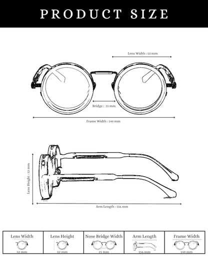 4Flaunt Spyn ND9 Adjustable Round Sunglasses with ND Filter – Stainless Steel Frame, Gojo Inspired Design, Polarized TAC Lenses & UV400 Protection - Silver Black