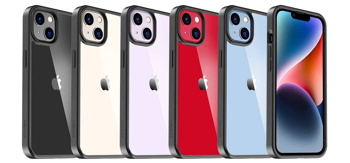 Back Cover for iPhone 13 Case (Scratch Proof | TPU + Tough Polycarbonate Back I 6 ft Drop Protection Tested I Black - Transparent I No Yellowing)