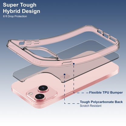 Back Cover for iPhone 13 Case (Scratch Proof | TPU + Tough Polycarbonate Back I 6 ft Drop Protection Tested I Black - Transparent I No Yellowing)