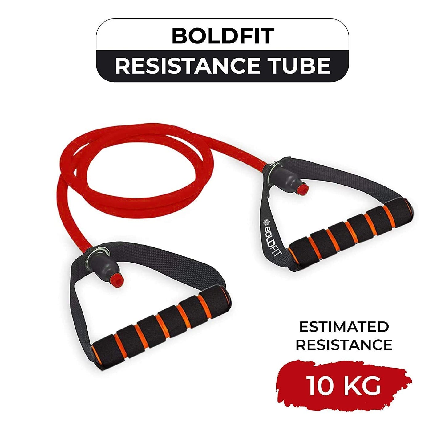 Boldfit Resistance Tube with Foam Handles, Door Anchor for Exercise & Stretching, Suitable in Home & Gym Workout for Men & Women-15kg-Black