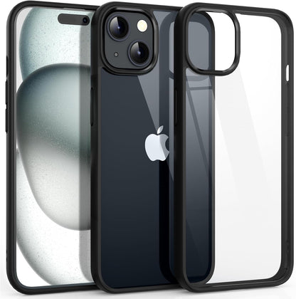 Back Cover for iPhone 13 Case (Scratch Proof | TPU + Tough Polycarbonate Back I 6 ft Drop Protection Tested I Black - Transparent I No Yellowing)