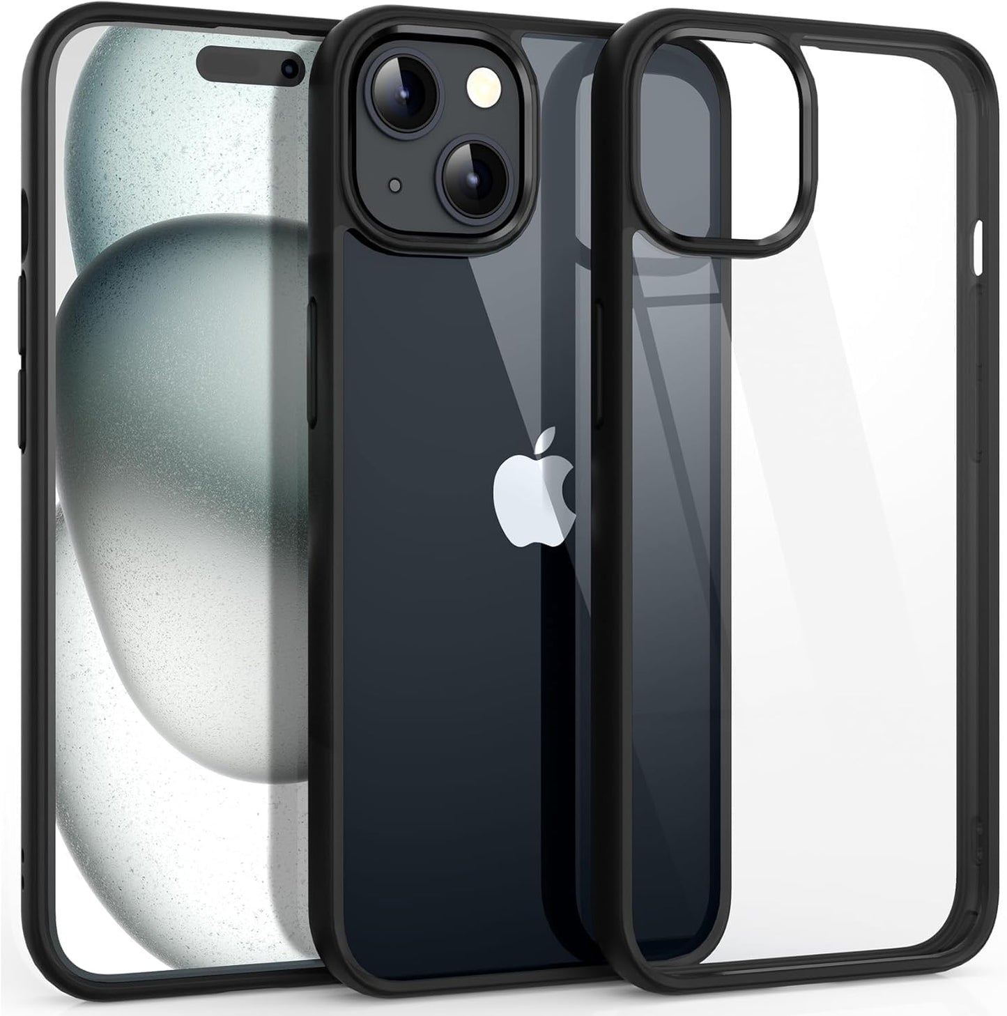 Back Cover for iPhone 13 Case (Scratch Proof | TPU + Tough Polycarbonate Back I 6 ft Drop Protection Tested I Black - Transparent I No Yellowing)