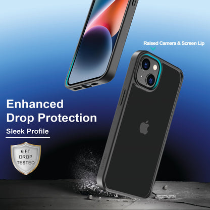 Back Cover for iPhone 13 Case (Scratch Proof | TPU + Tough Polycarbonate Back I 6 ft Drop Protection Tested I Black - Transparent I No Yellowing)