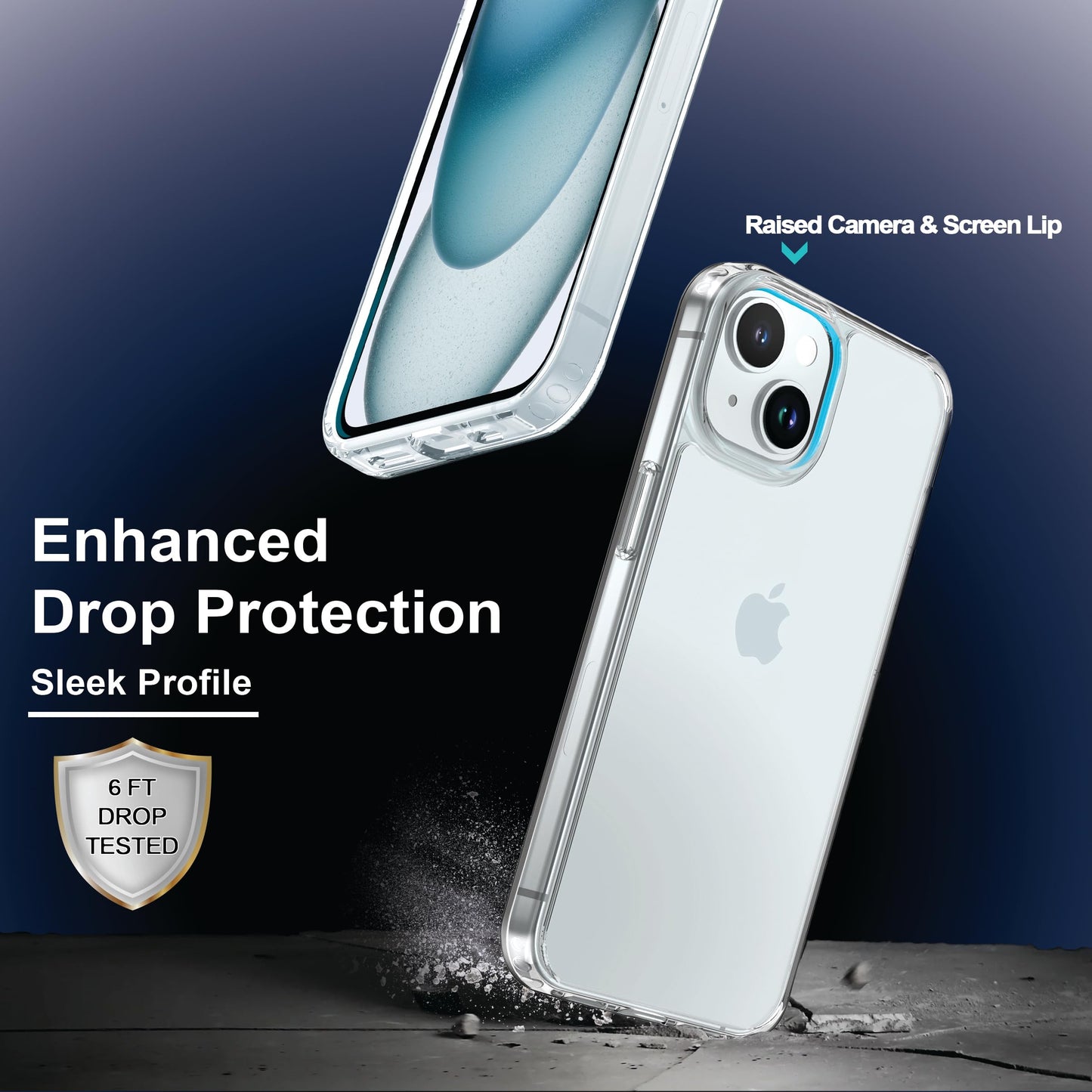 Back Cover for iPhone 13 Case (Scratch Proof | TPU + Tough Polycarbonate Back I 6 ft Drop Protection Tested I Black - Transparent I No Yellowing)