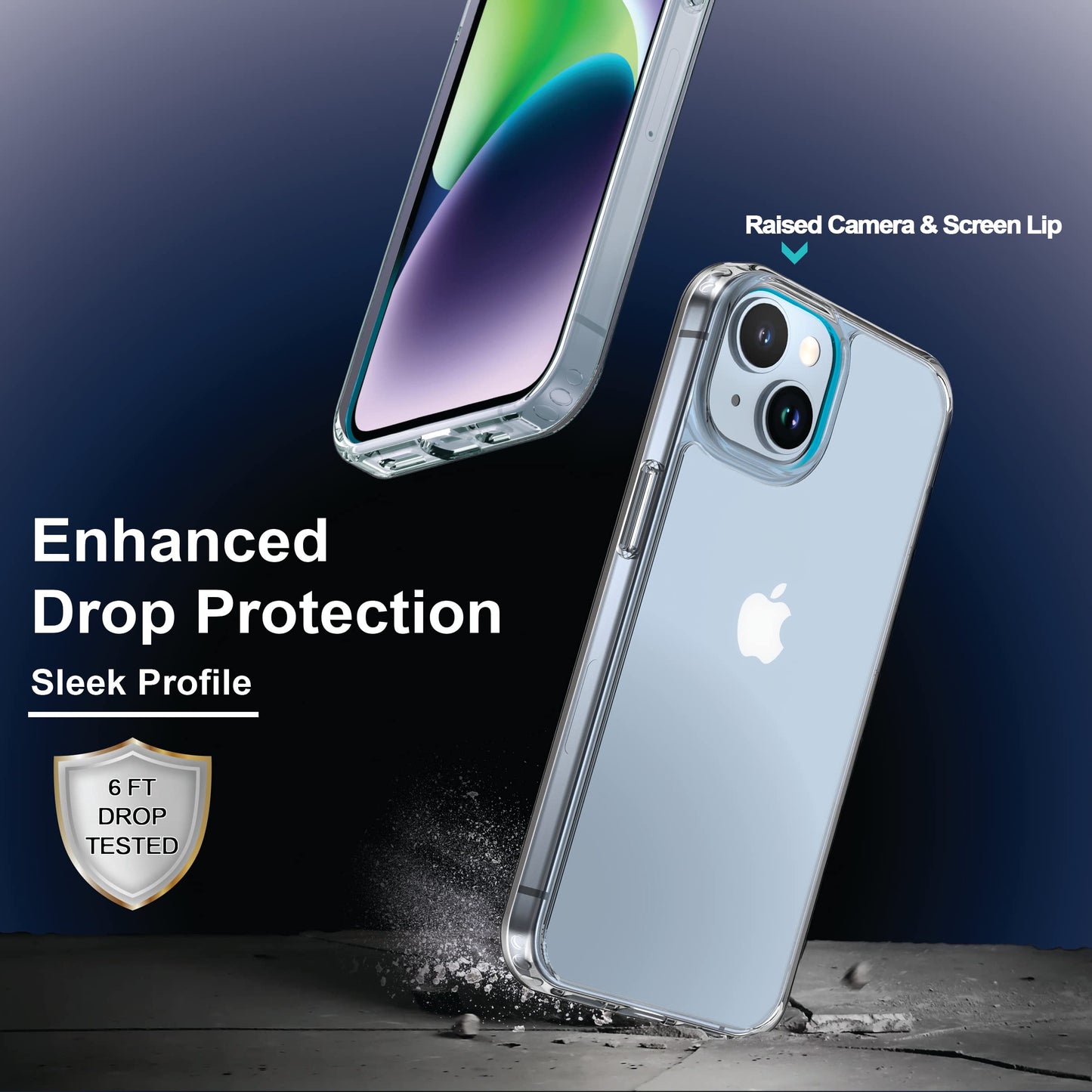 Back Cover for iPhone 13 Case (Scratch Proof | TPU + Tough Polycarbonate Back I 6 ft Drop Protection Tested I Black - Transparent I No Yellowing)