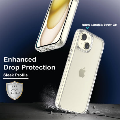 Back Cover for iPhone 13 Case (Scratch Proof | TPU + Tough Polycarbonate Back I 6 ft Drop Protection Tested I Black - Transparent I No Yellowing)